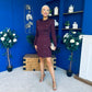 Morrigan Studded Long Sleeve Mini Dress Burgundy