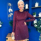 Morrigan Studded Long Sleeve Mini Dress Burgundy