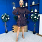 Julie Banded Mini Dress Polka Burgundy