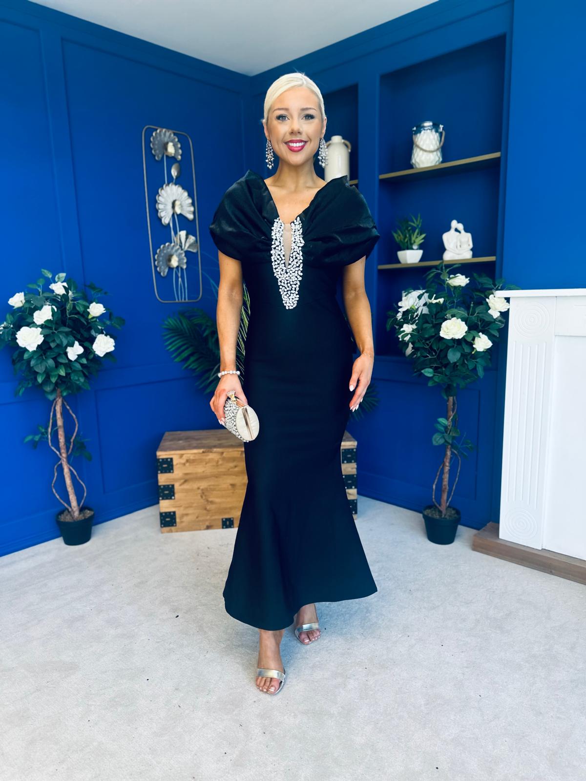Elizabeth Embellished Occasion Dress Black
