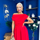Breffy Asymmetric Neckline Skater Midi Red PRE ORDER Arriving Oct 3