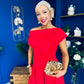 Breffy Asymmetric Neckline Skater Midi Red PRE ORDER Arriving Oct 3
