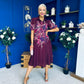 Carmen Floral Print Midi Dress Burgundy