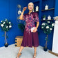Carmen Floral Print Midi Dress Burgundy