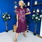 Carmen Floral Print Midi Dress Burgundy