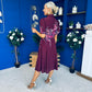 Carmen Floral Print Midi Dress Burgundy