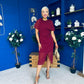 Vivienne Cape Detail Wrap Skirt Midi Dress Wine