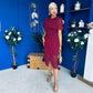 Vivienne Cape Detail Wrap Skirt Midi Dress Wine