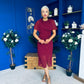 Vivienne Cape Detail Wrap Skirt Midi Dress Wine