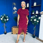 Vivienne Cape Detail Wrap Skirt Midi Dress Wine