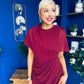 Vivienne Cape Detail Wrap Skirt Midi Dress Wine