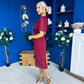Vivienne Cape Detail Wrap Skirt Midi Dress Wine