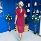 Vivienne Cape Detail Wrap Skirt Midi Dress Wine