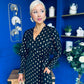 Devina Shirred Cuff Wrap Dress In Gold Foil Black