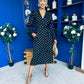 Devina Shirred Cuff Wrap Dress In Gold Foil Black