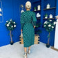 Devina Shirred Cuff Wrap Dress In Gold Foil Green