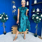 Lara Floral Jacquard High Neck Midi Dress Green Pre Order 1 Oct