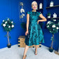 Lara Floral Jacquard High Neck Midi Dress Green Pre Order 1 Oct