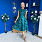Lara Floral Jacquard High Neck Midi Dress Green Pre Order 1 Oct