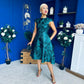 Lara Floral Jacquard High Neck Midi Dress Green Pre Order 1 Oct