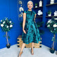 Lara Floral Jacquard High Neck Midi Dress Green Pre Order 1 Oct