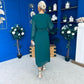 Kendall Pleated Midi Dress Forest