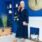 Kendall Pleated Midi Dress Navy
