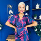 Drew Puff Sleeve Midi Dress Marble Navy