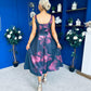 Erica Square Neck Midi Dress Wine Floral