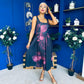 Erica Square Neck Midi Dress Wine Floral
