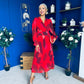 Bailey Pleated Midi Dress Floral Rouge