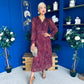 Bailey Pleated Midi Dress Gold Burgundy