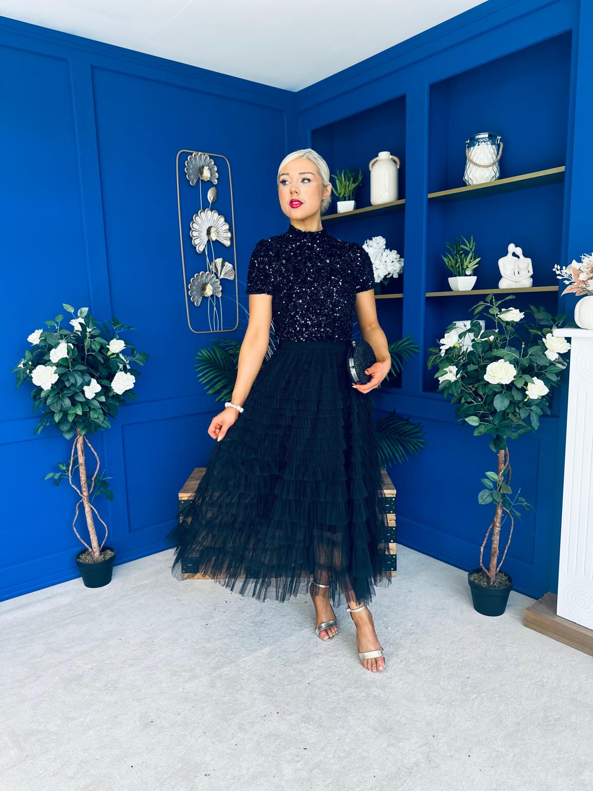 Samira Layered Tulle Skirt Black