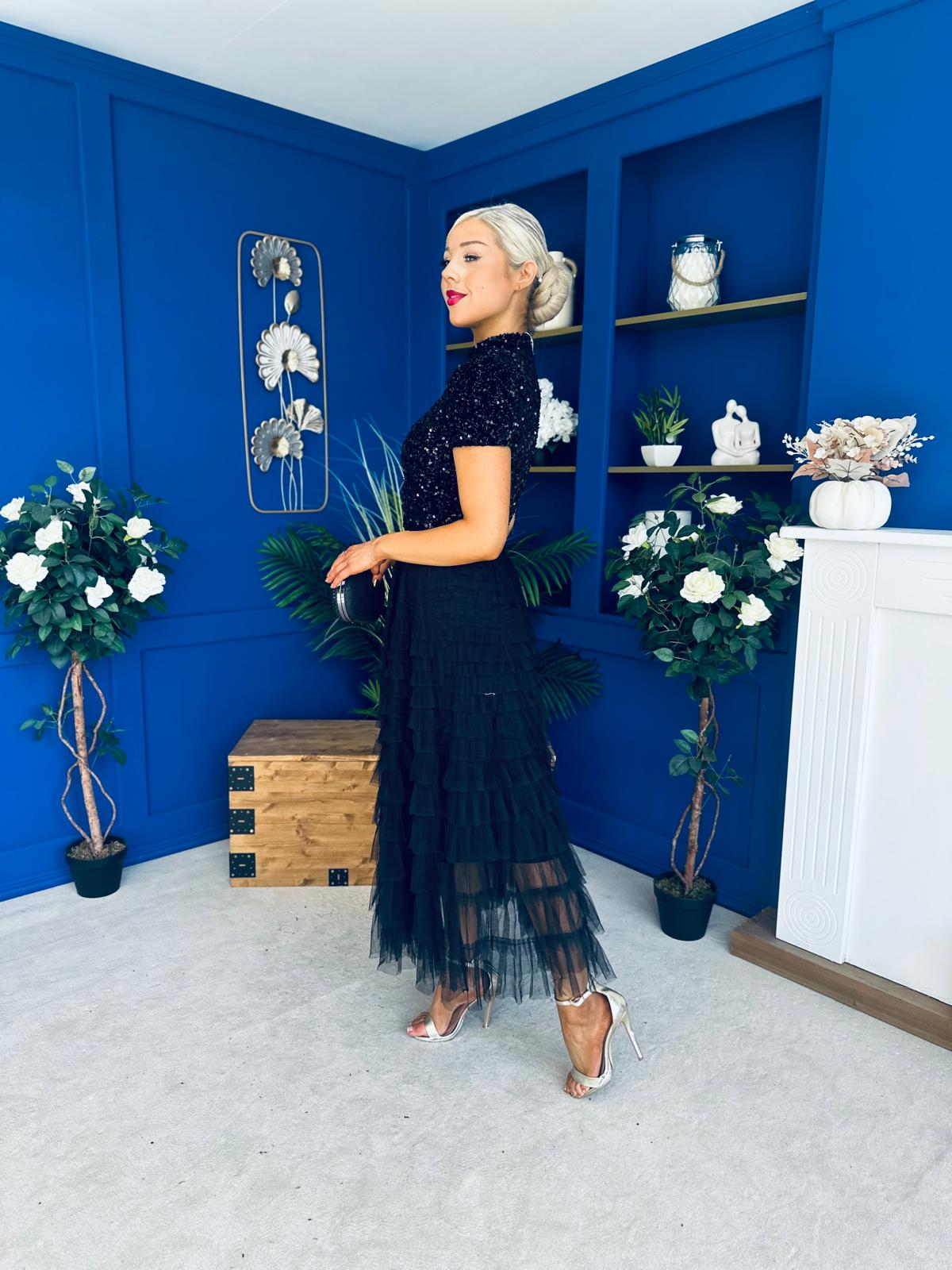 Samira Layered Tulle Skirt Black