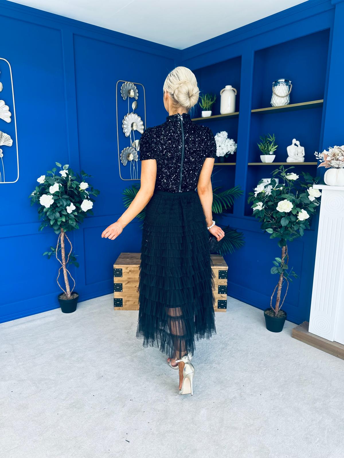 Samira Layered Tulle Skirt Black