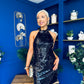 Sandra Halterneck Sequin Mini Dress Black