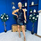 Sandra Halterneck Sequin Mini Dress Black