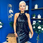 Sandra Halterneck Sequin Mini Dress Black