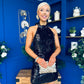 Sandra Halterneck Sequin Mini Dress Black
