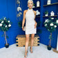 Sandra Halterneck Sequin Mini Dress Cream