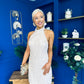 Sandra Halterneck Sequin Mini Dress Cream