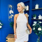 Sandra Halterneck Sequin Mini Dress Cream