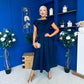 Breffy Asymmetric Neckline Skater Midi Navy PRE ORDER Arriving 3 Oct