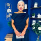 Breffy Asymmetric Neckline Skater Midi Navy PRE ORDER Arriving 3 Oct