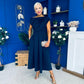 Breffy Asymmetric Neckline Skater Midi Navy PRE ORDER Arriving 3 Oct