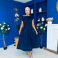 Breffy Asymmetric Neckline Skater Midi Navy PRE ORDER Arriving 3 Oct
