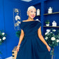 Breffy Asymmetric Neckline Skater Midi Navy PRE ORDER Arriving 3 Oct