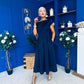 Breffy Asymmetric Neckline Skater Midi Navy PRE ORDER Arriving 3 Oct