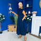 Breffy Asymmetric Neckline Skater Midi Navy PRE ORDER Arriving 3 Oct
