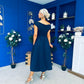 Breffy Asymmetric Neckline Skater Midi Navy PRE ORDER Arriving 3 Oct